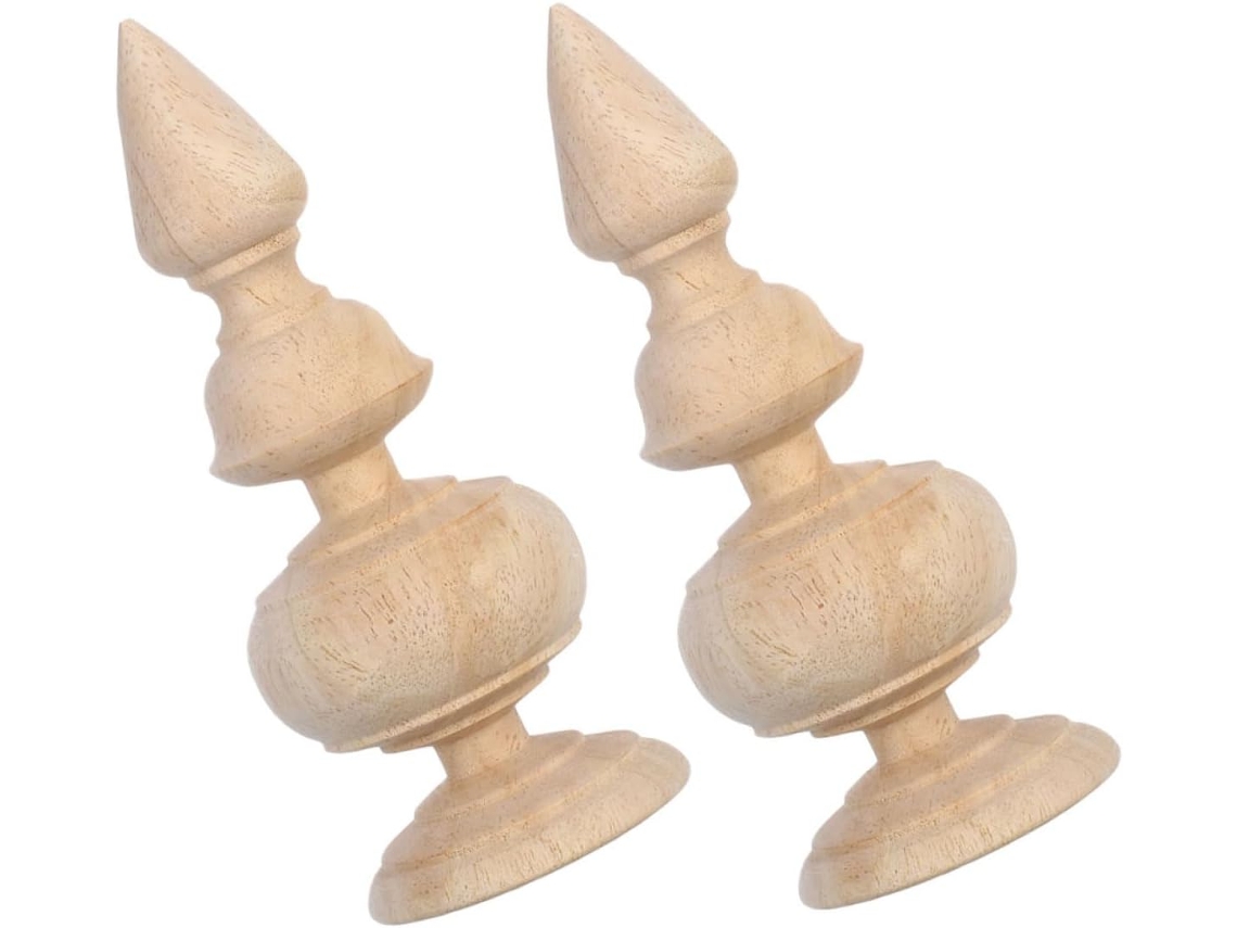 Pomos De Madera Natural Hechos A Mano, 2 Piezas, Para Barras De Cortina Y Barandillas De Escaleras.