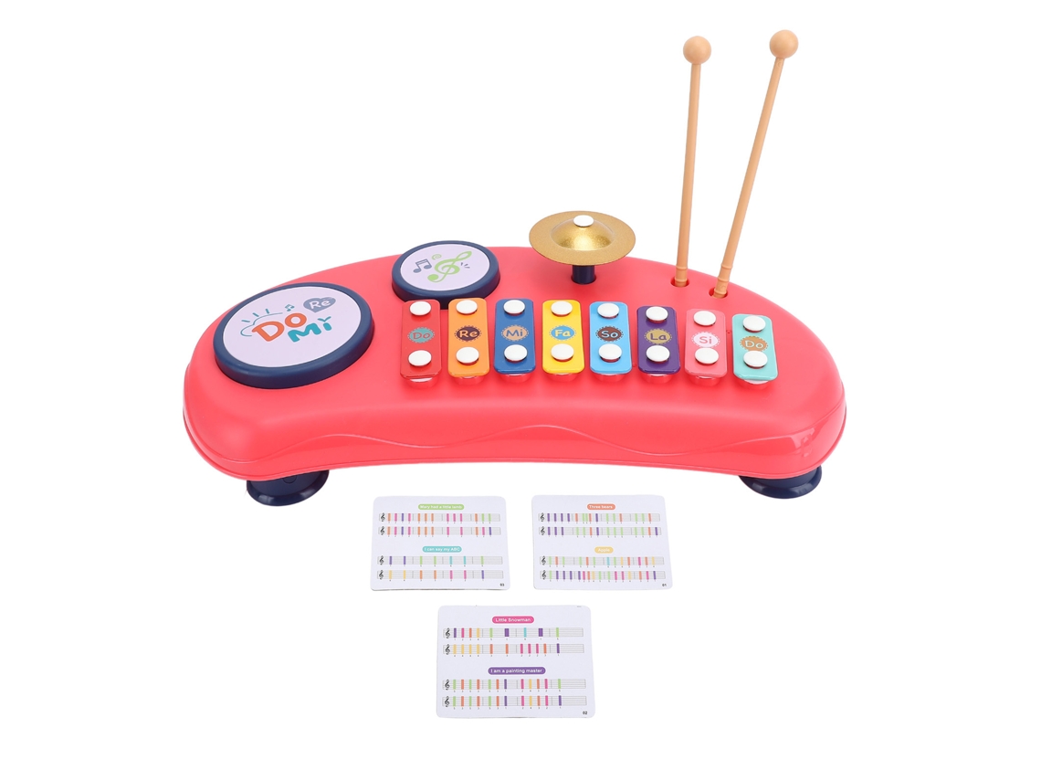 Ats-juguete De Piano Para Golpear A Mano Portátil Para Bebés Juguete Educatsivo Musical De Aprendizaje Temprano Para Niños Rojo