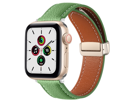 Correa para Smartwatch Cuero Genuino con Hebilla Plegable para Apple Watch Ultra 49mm / Series 8 y 7 45mm / SE 2 y 6 y SE y 5 y 4 44mm / 3 y 2