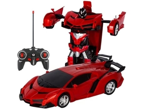 Rc Deformado Coche 2 En 1 Robot de Control Remoto Transformación Robot de Juguete Rojo