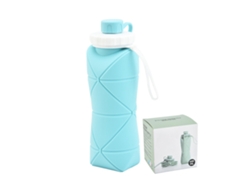 Botella De Agua Plegable De 600 Ml, Silicona De Grado Alimenticio, Boca Ancha, Segura Para Niños, Camping, Viajes Y Deportes, Color Azul Claro.