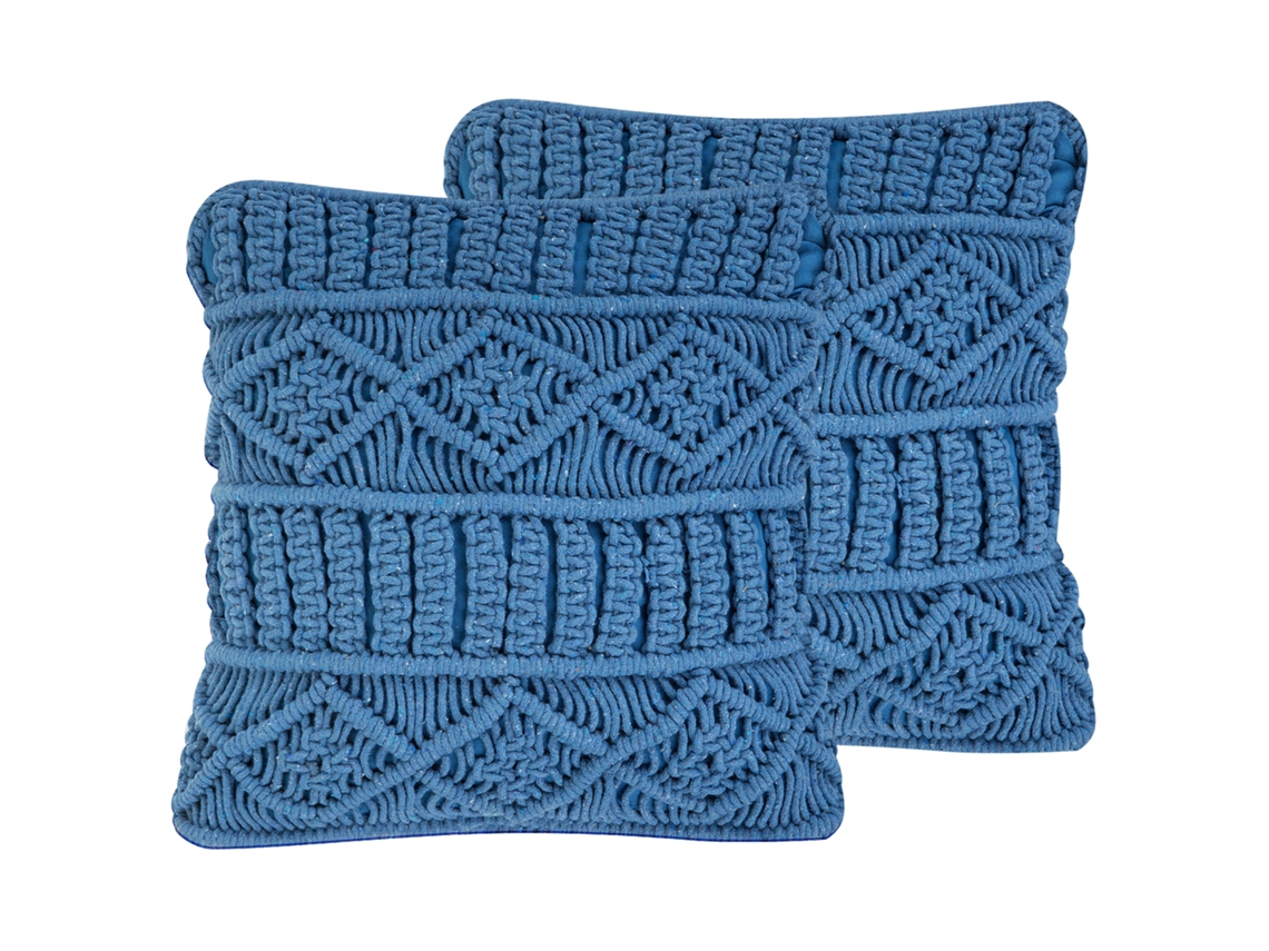 Conjunto de cojines decorativos estilo boho BELIANI Karatas de Algodón Azul 45x45x12