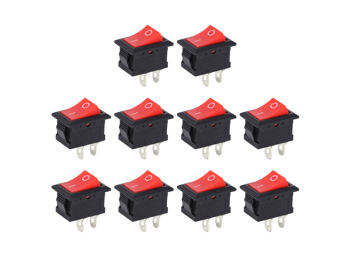 10 Interruptores Rocker De 2 Pines Kcd1-101 Botón Plástico Para Electrodomésticos Hogareños