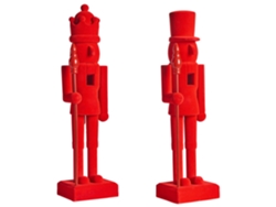 Figuras navideñas Beliani Flatey con textura aterciopelada, hechas de ABS y poliamida roja, 10 x 3 x 40 cm (material sintético duradero).