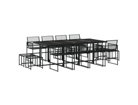 Conjunto 13 de comedor de jardín VIDAXL ratán sintético negro