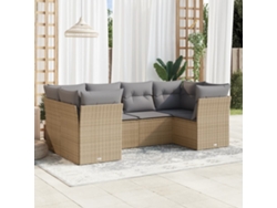 Conjunto de 6 sofás de jardín con cojines de mimbre beige Dkd Home Decor