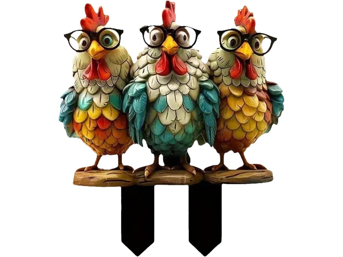 Estacas Genéricas Para Jardín Con Forma De Gallina – Estatua De Gallo De Dibujos Animados En Acrílico 2d Para Jardín –