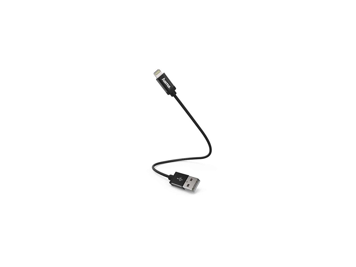 Cable adaptador de USB a Lightning de 20 cm - Negro - HAMA