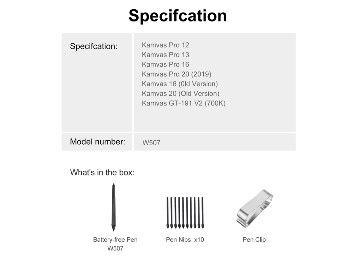Caneta Estilo Sem Bateria Huion 8192 Níveis De Pressão Com 10 Pontas Para Tablet Gráfico