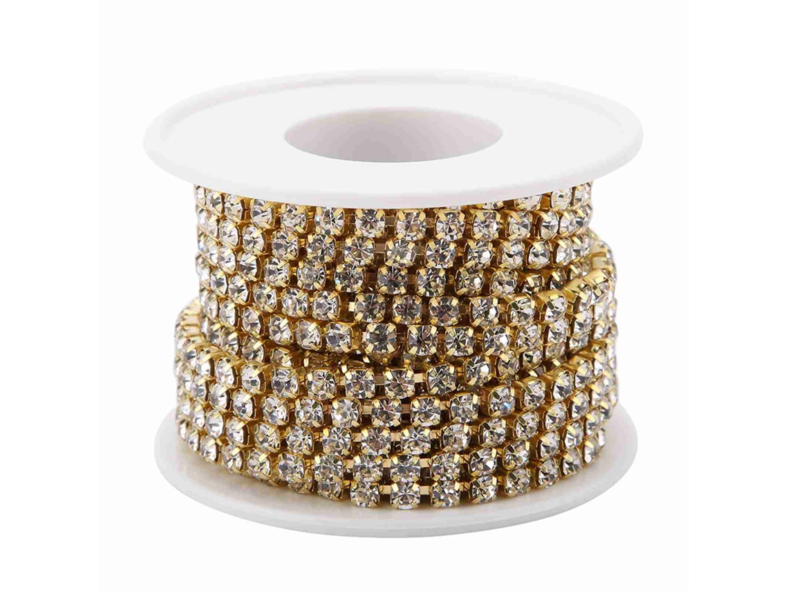 Cadena de cristal para manualidades, plana, SS16, 5 yardas