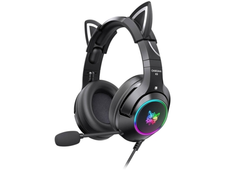 Auriculares Gaming ENZONS Negro con orejas de gato extraíbles para Ps5 Ps4 Xbox One Adaptador no incluido Switch Nintendo Pc con S