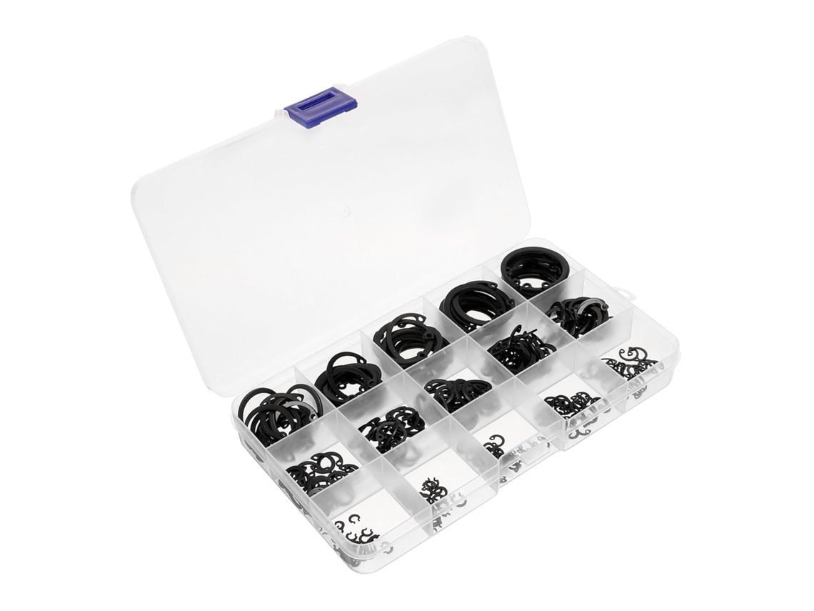 Conjunto De Anéis De Retenção Com Presilhas De Mola Em Aço Manganês Preto (65 Unidades)