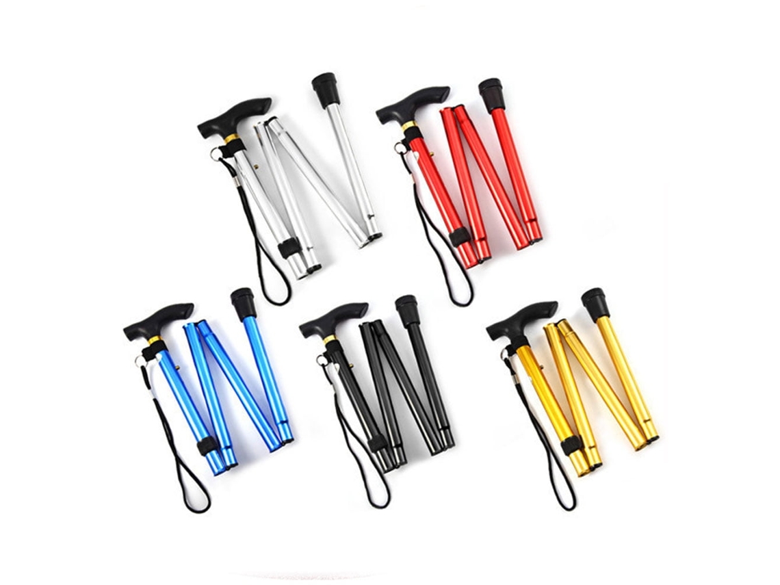 Bastón de viaje plegable de aleación de aluminio con altura ajustable para personas mayores y adultos.