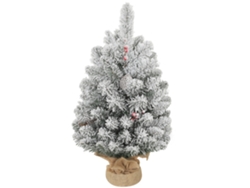 Árbol De Navidad Mini 60 Cm 72 Ramas Nieve Piñas Bayas Rojas Verdes Decorativo