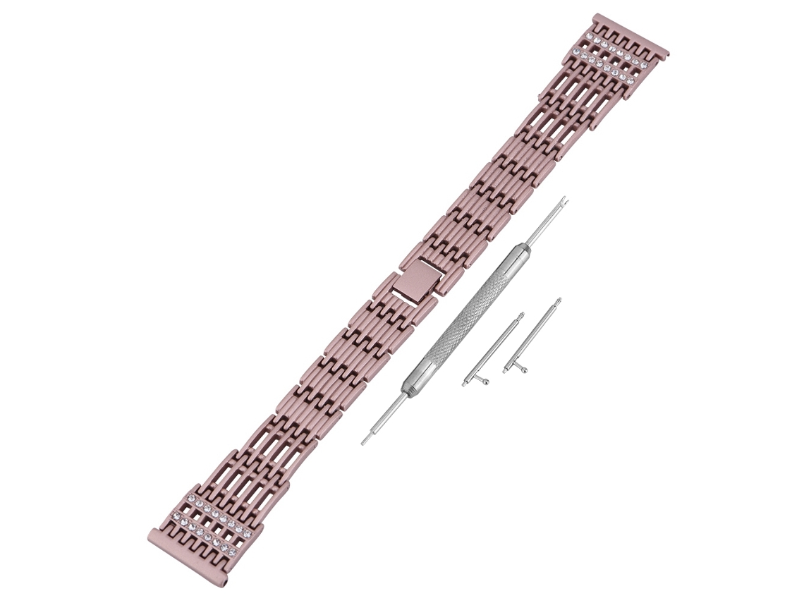 Cadena De Broca De Barra De Bronce Acero Inoxidable Tallado Hueco Con Strass Correa De Reloj De Pulsera