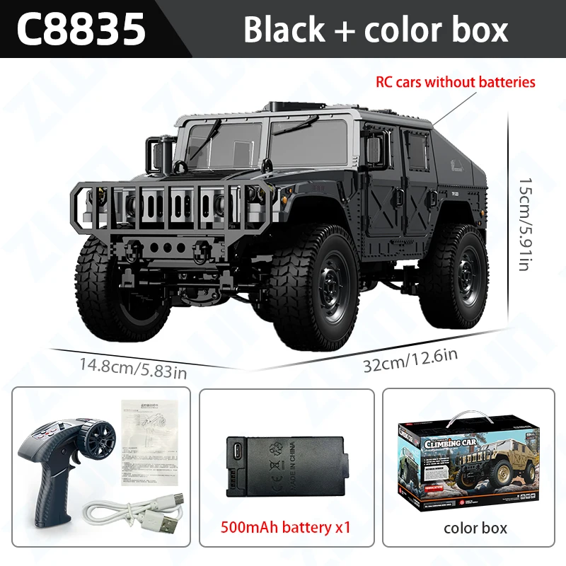 (negro) Coche De Juguete De Simulación Todoterreno 4x4 Con Control Remoto A Escala 1:14 Y 2.4g