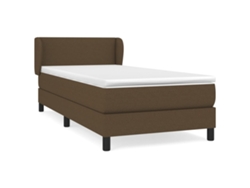 Maison Exclusive - Cama Box Spring Con Colchón Tela Marrón Oscuro 90x200 Cm