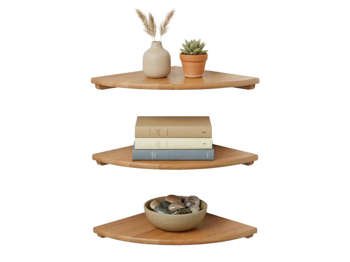 Relaxdays - Estante De Canto, 3×18×18 Cm, Nogueira, Sala, Decoração, Carga 5 Kg, Suspensa, Natural