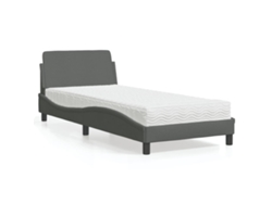 Cama Con Colchón Tela Gris Oscuro 80x200 Cm
