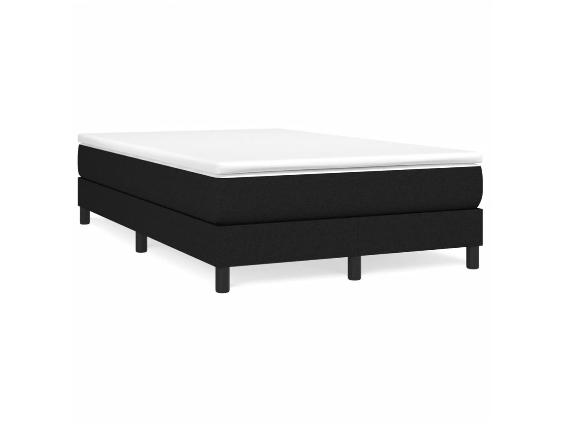 Cama Box Spring Con Colchón Tela Negro 120x190 Cm