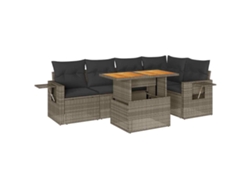 Conjunto de 6 sofás de jardín de mimbre gris con cojines MAISON EXCLUSIVE (80x200 cm)