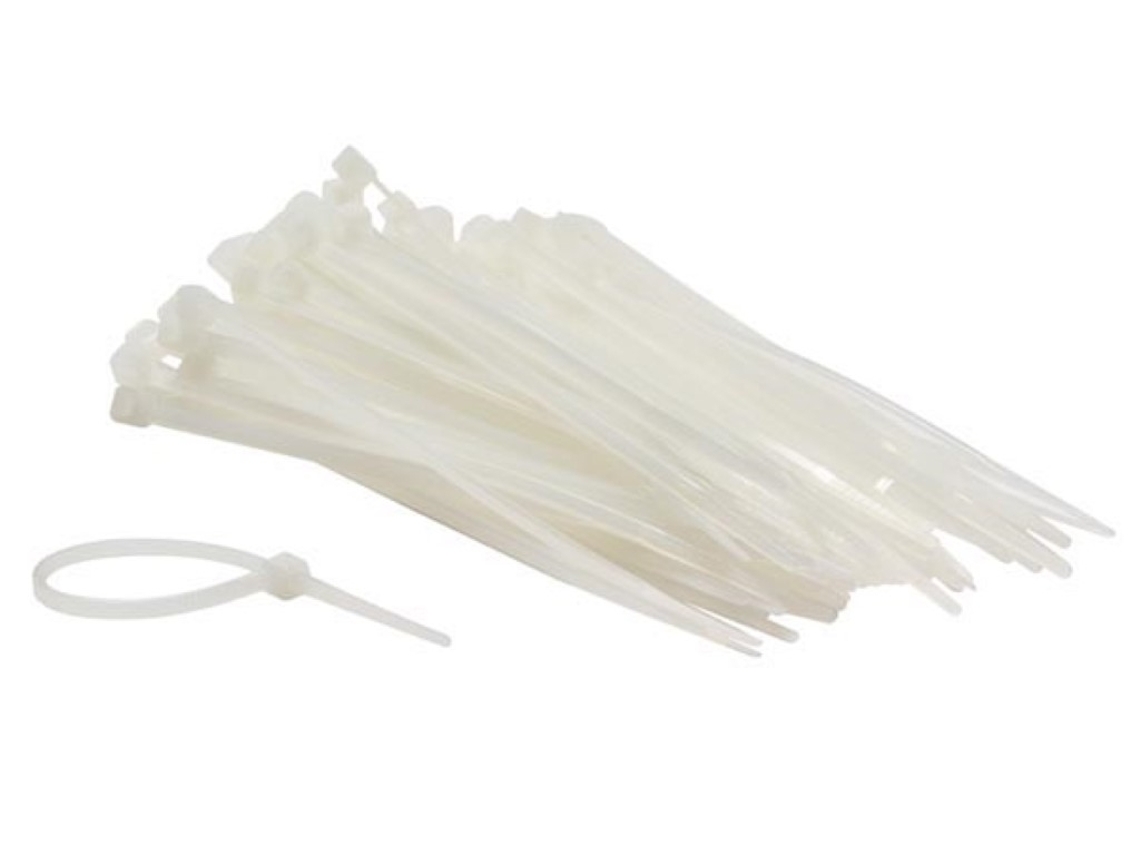 Juego de bridas para cables de nailon - 2,5 x 100 mm - Blanco (100 piezas) VELLEMAN