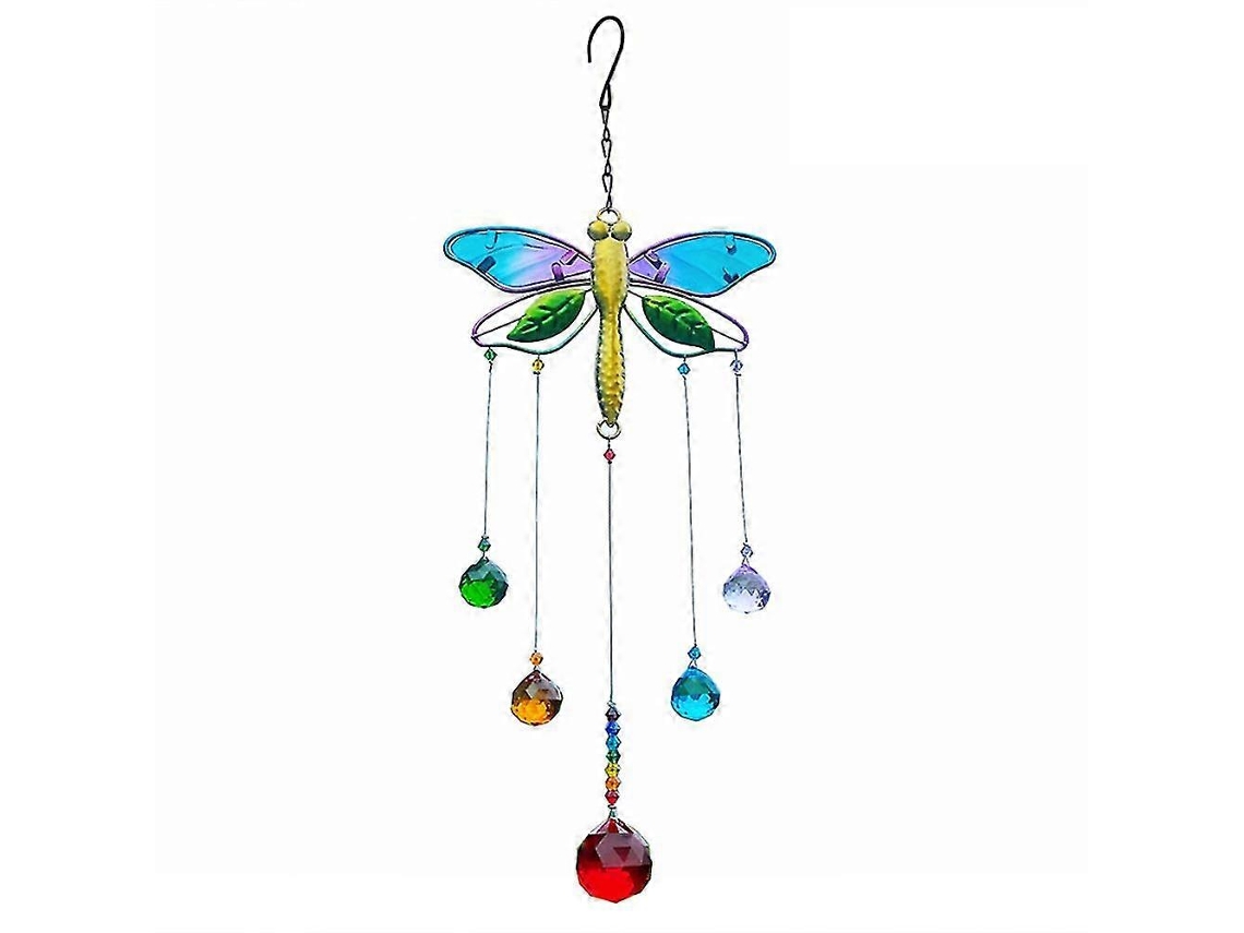Atrapaluz de libélula monocromático para ventana, prisma colgante para decoración de jardín, regalo para adultos