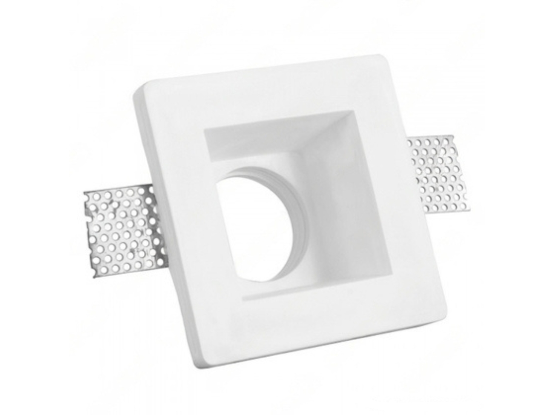 Portalámparas Empotrable Cuadrado Blanco En Escayola 120x120x60 Mm Para Led Gu10 Y Gu5.3