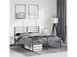 Estructura Cama Sin Colchón Con Estribo Metal Negro 135x190 Cm