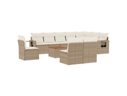 Conjunto 11 de sofás de jardín VIDAXL con cojines ratán sintético beige