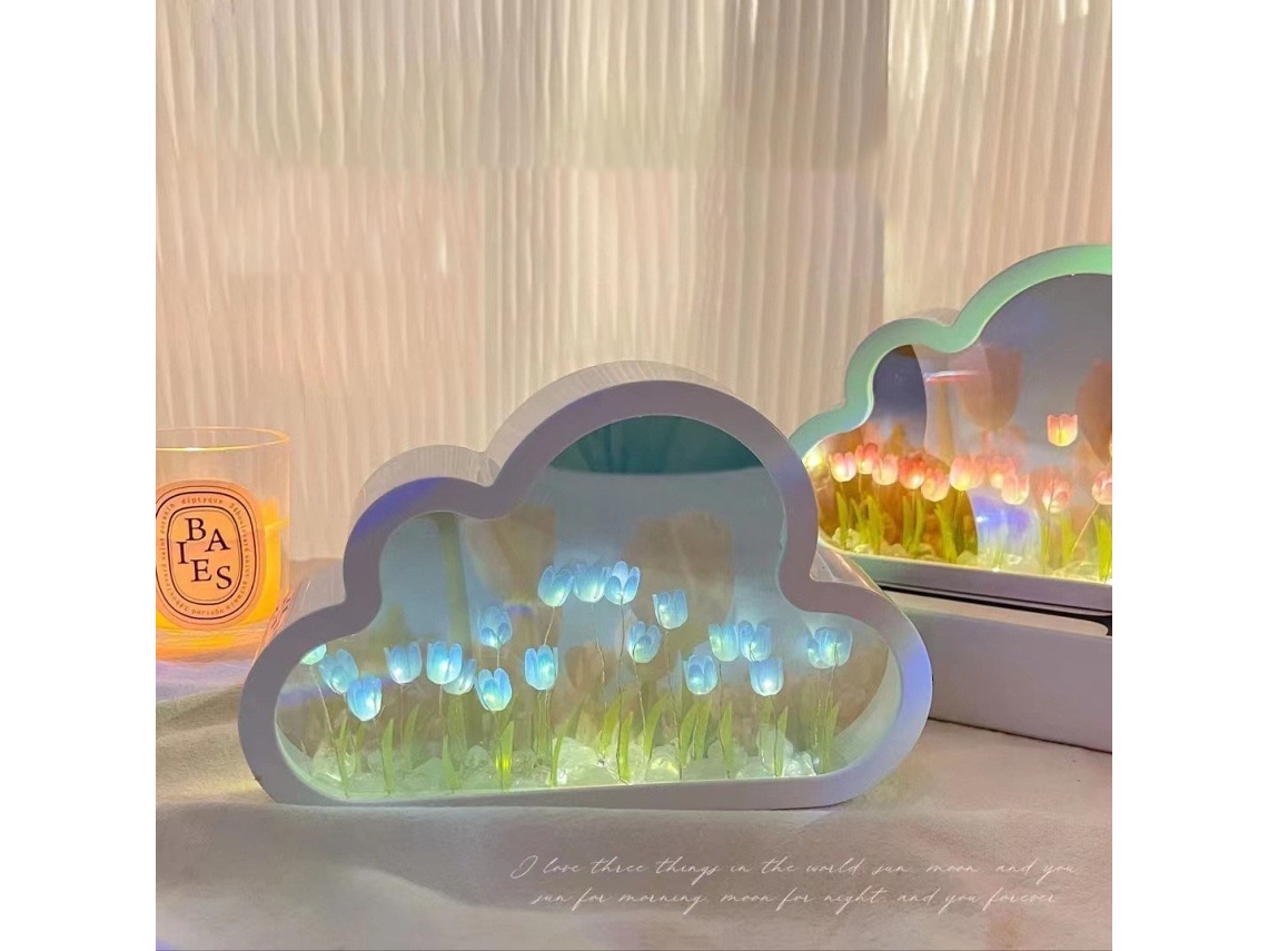 TRUMSEN-GM Diy Lámpara Decorativa Enciende La Luz Es Una Luz De Noche Apaga La Luz Es Un Espejo 20*13*4Cm Azul