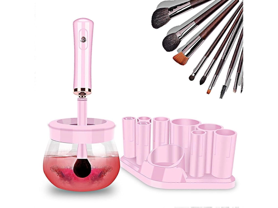 Secador de brochas de maquillaje, limpiador eléctrico ultrarrápido con rotación automática en rosa Nostalgia88