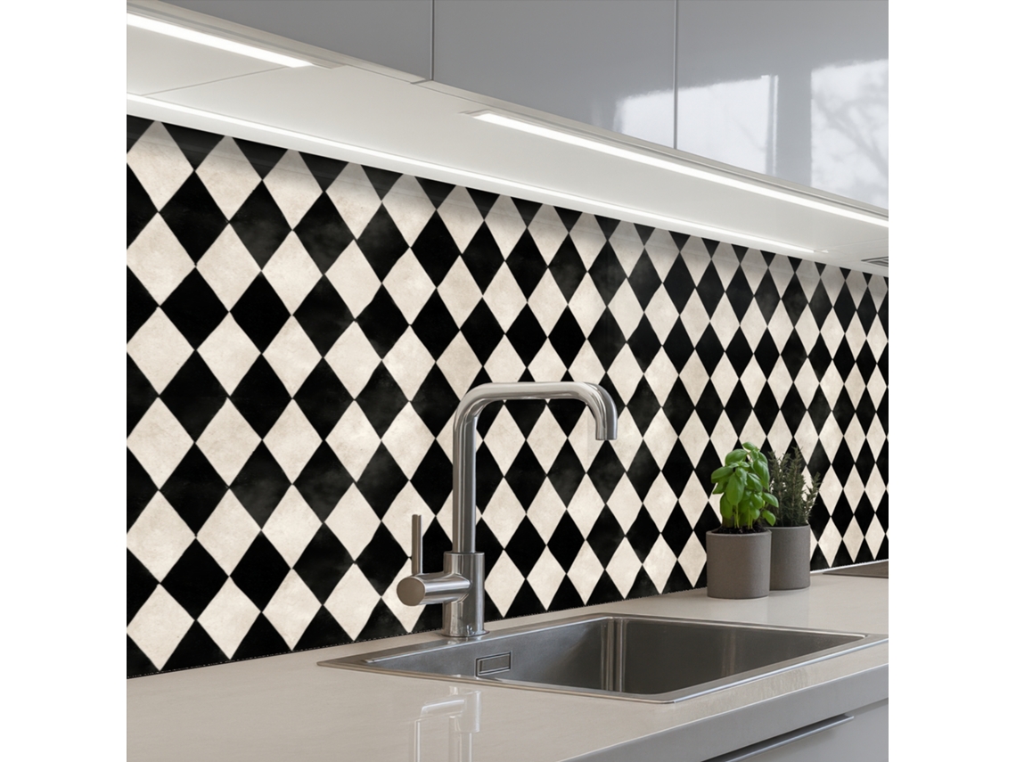 Paneles clásicos para salpicadero de cocina - Estándar - Negro 150x60 cm