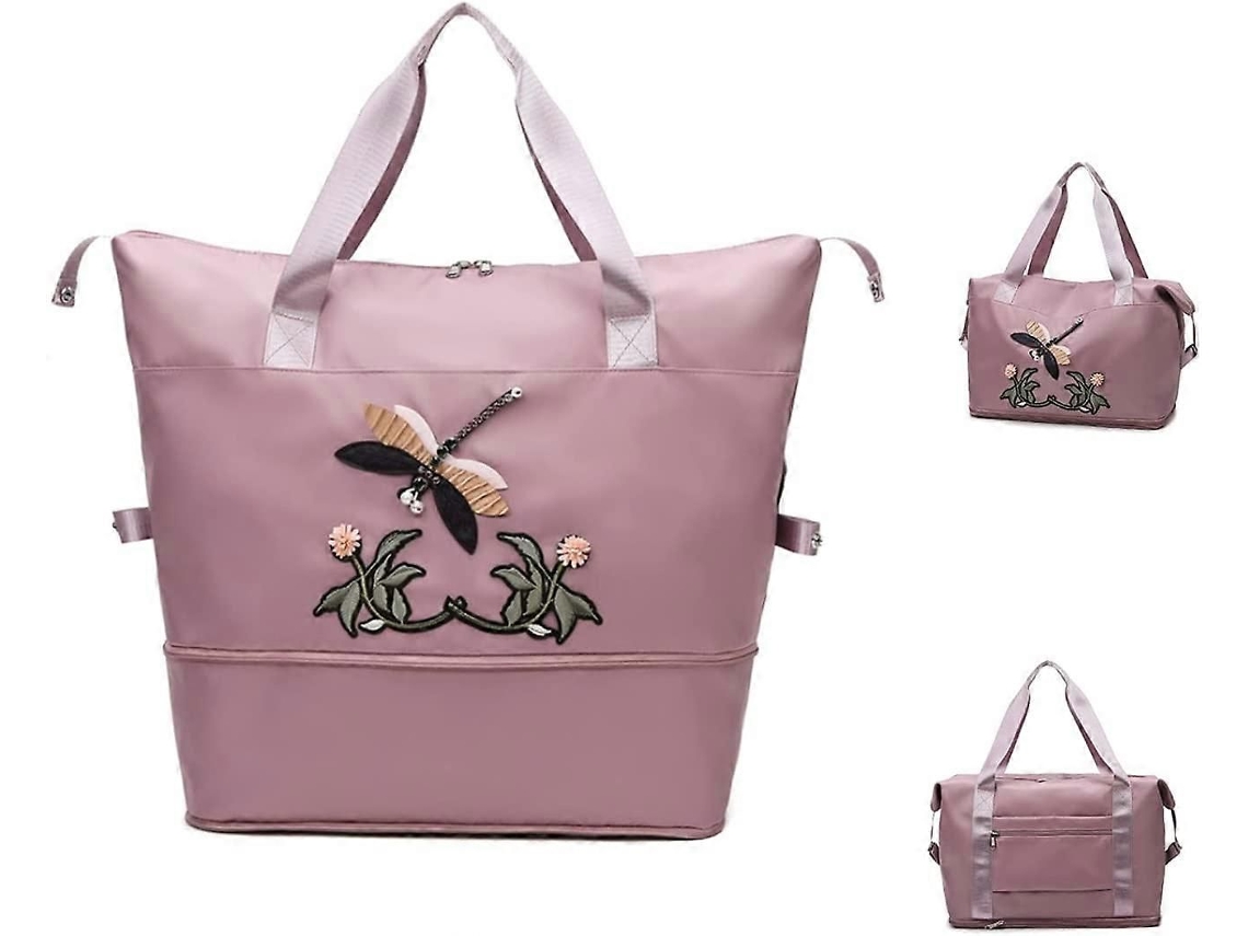 Bolsa de viaje plegable, portátil y de gran capacidad, fabricada en tejido Oxford impermeable, ligera e ideal para ir de compras, al gimnasio y practicar deportes (morado oscuro).