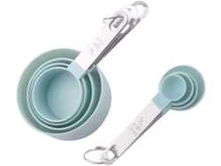Juego De 8 Cucharas Medidoras De Silicona Azul Diseño Antideslizante Para Hornear Y Medición En Cocina