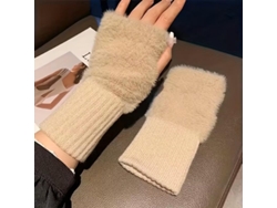 1 Par Luvas Femininas Sem Dedos, Macias, Quentes E Estilosas Para Uso Diário No Inverno.