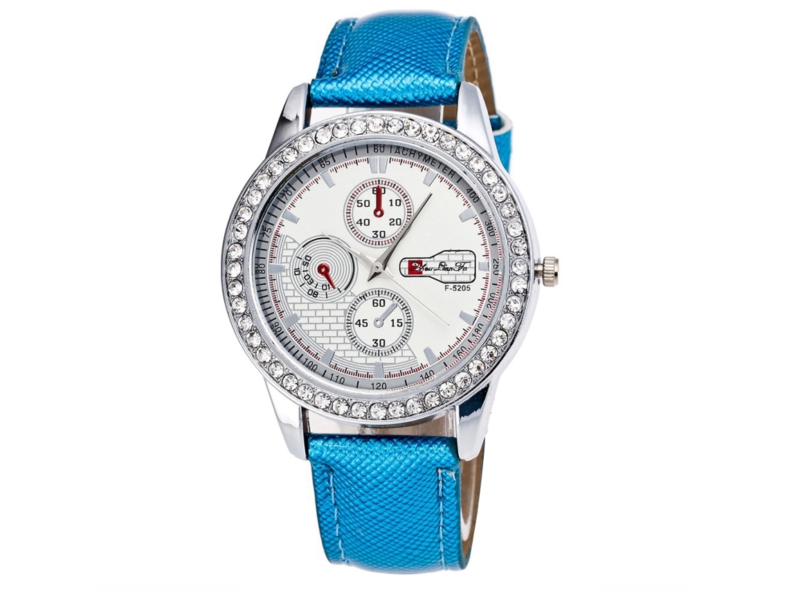 Reloj De Pulsera Analógico Unisex De Cuarzo Con Bonitos Estampados Navideños En Piel Azul Cielo.