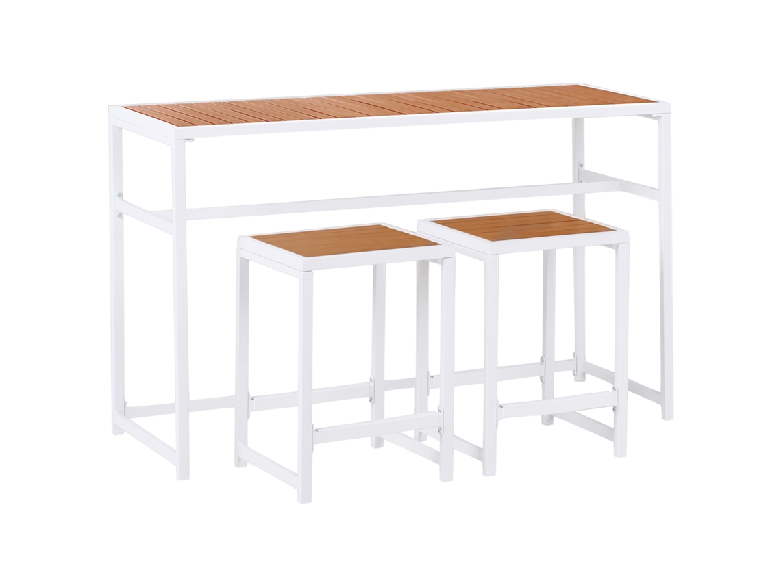 Mesa y sillas Beliani Avetrana de acero blanco (150 x 50 x 90 cm)