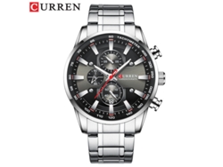 Reloj De Pulsera Moderno Para Hombre (plateado Y Negro) Resistente Al Agua, Con Seis Manecillas Y Correa De Acero Inoxidable Multifuncional.
