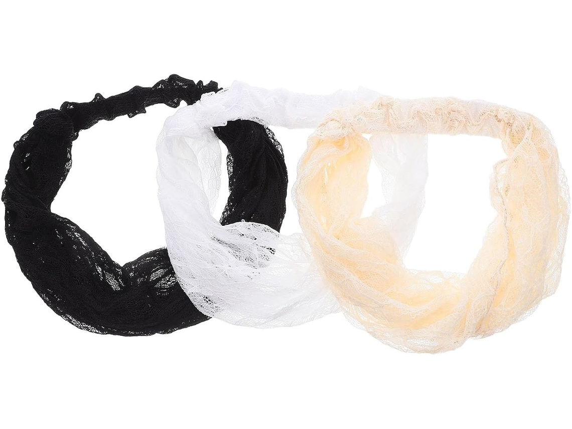 Diadema De Encaje Floral De 3 Piezas Para Mujer, Transpirable Y Elástica Para El Cabello Y La Ropa.