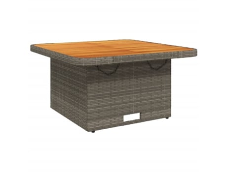 Mesa de jardín ratán sintético y madera acacia gris VIDAXL (80x80x71 cm)