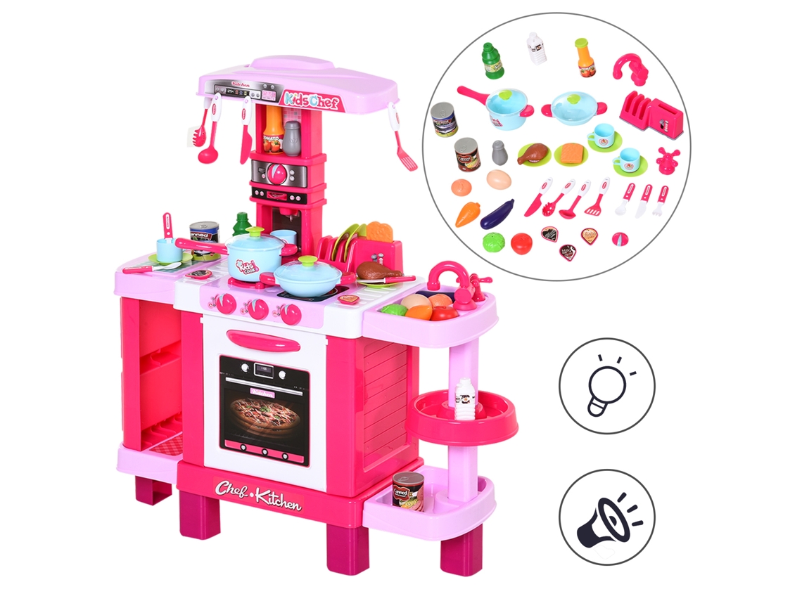 Cocina 38 Accesorios Luces Sonidos 78x29x87 Rosa