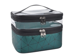 Bolsa De Maquillaje Linjou De Doble Capa Organizador Viaje Estuche Cosmético Impermeable (verde Oscuro) Verde Oscuro