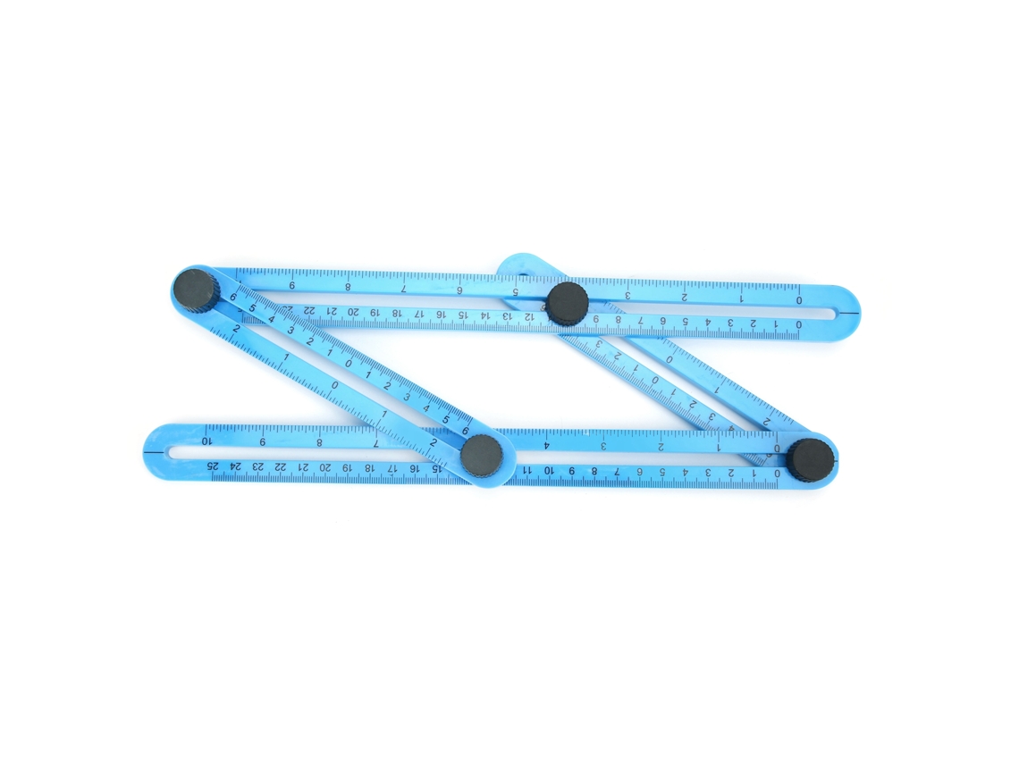Regla De Medición Multiángulo De 4 Lados Con Plantilla Deslizante, Herramienta De Plástico, 25 Cm, Azul