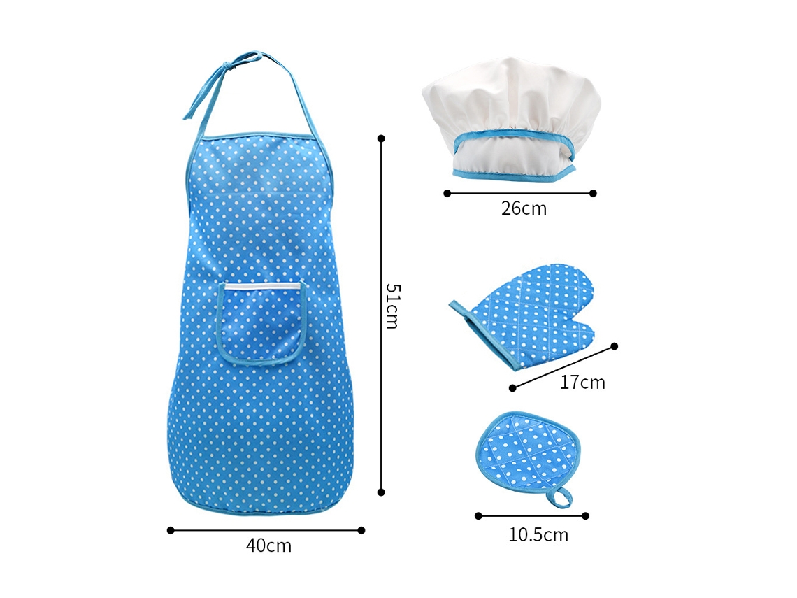 Ats-set De Cocina Y Repostería Para Niños 18 Piezas Con Gorro De Chef Delantal Guante Horno Utensilios De Cocina Regalo Educatsivo Para Niños Niñas Azul