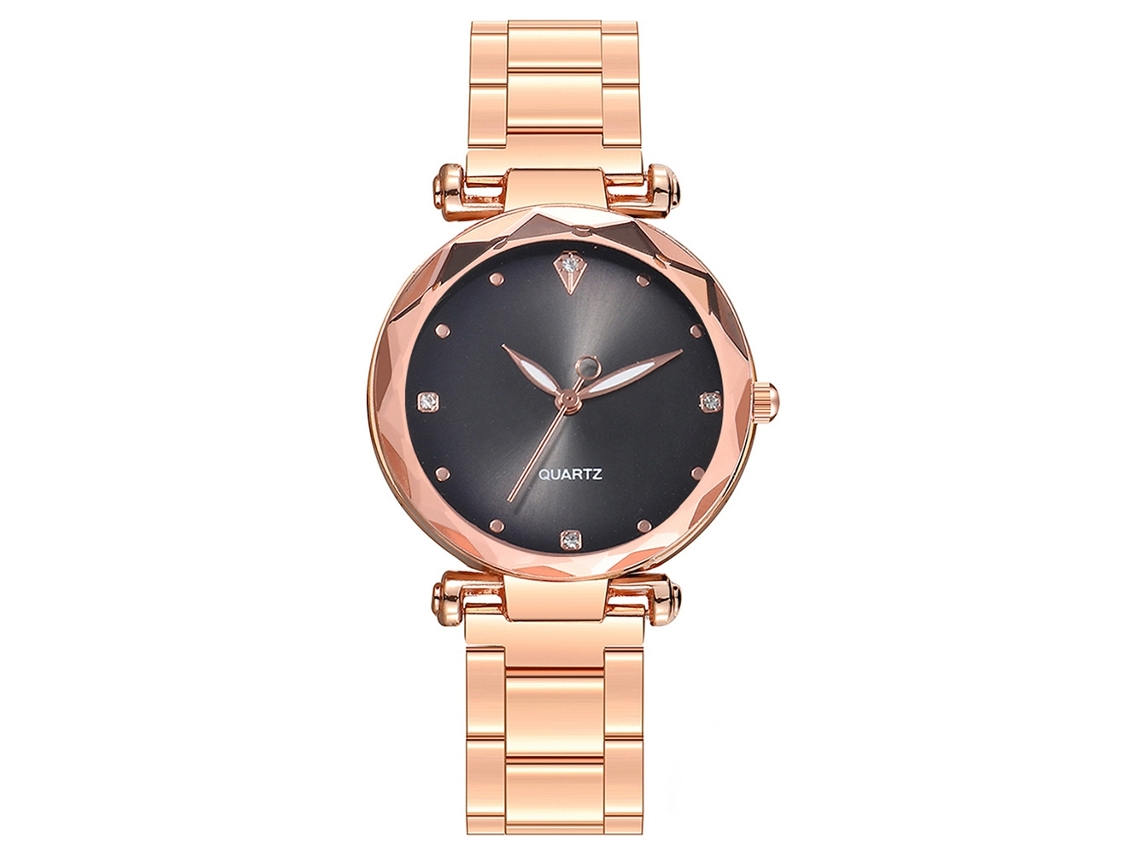 Reloj De Pulsera De Cuarzo Informal Para Mujer Vansvar Con Diamantes De Imitación, Color Negro.