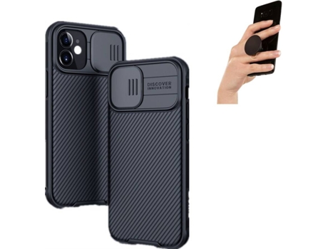 Carcasa y Popsocket Iphone 12 Mini Camshield Nillkin (Negro)