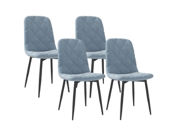 Juego De 4 Sillas De Comedor De Terciopelo Con Patas De Acero Para Salón, Color Azul Claro.