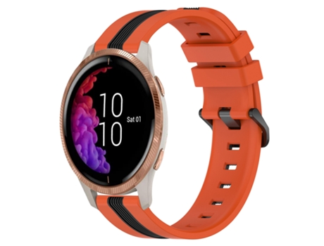 Correa de reloj inteligente para Garmin Venu Correa de reloj de silicona vertical bicolor de 20 mm (naranja + negro)