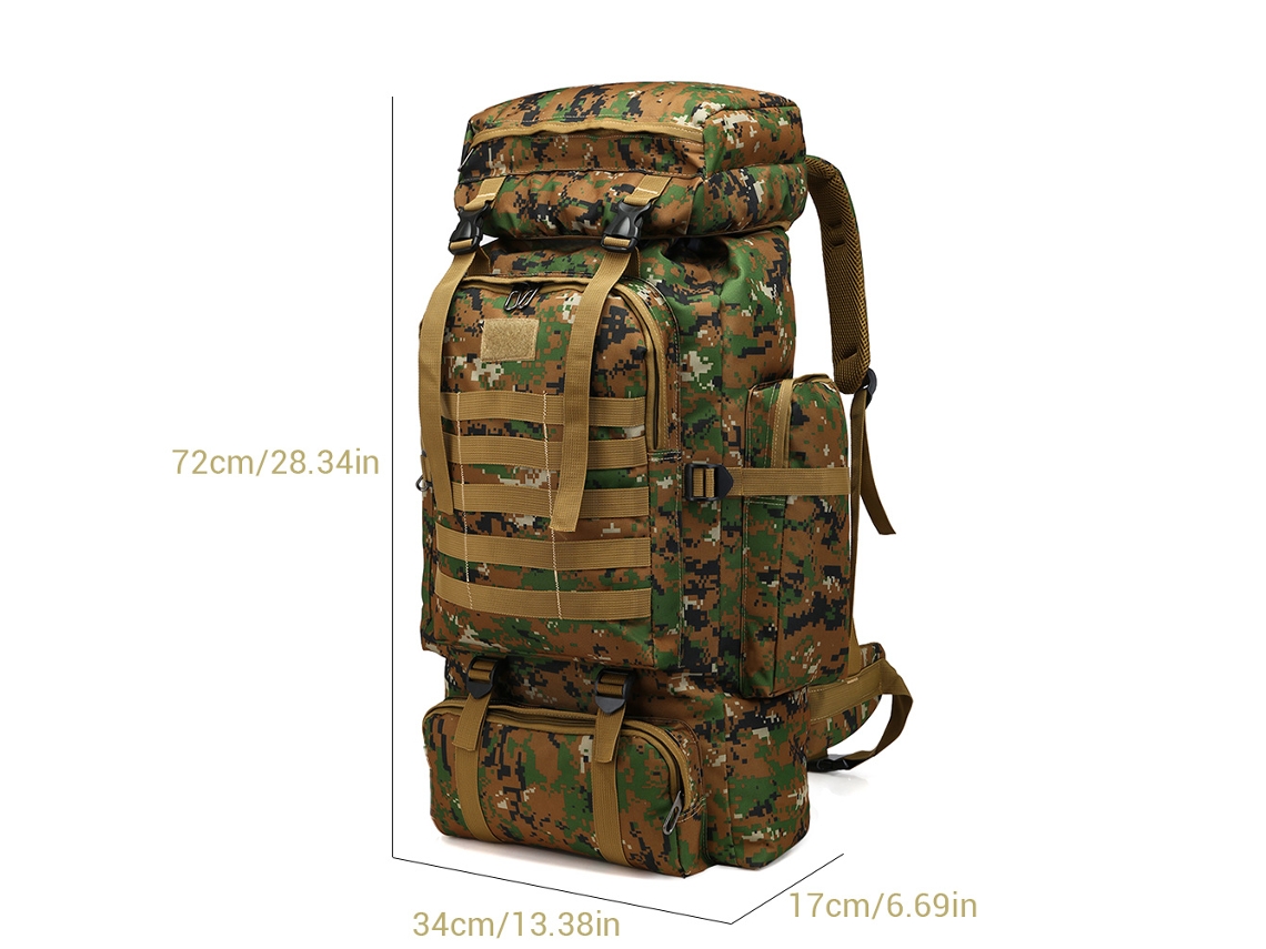 Mochila Impermeable De Camuflaje De 80 Litros Para Senderismo, Acampada, Escalada Y Deportes Al Aire Libre.